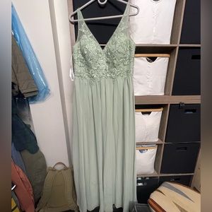 Azazie pale green bridesmaid dress.